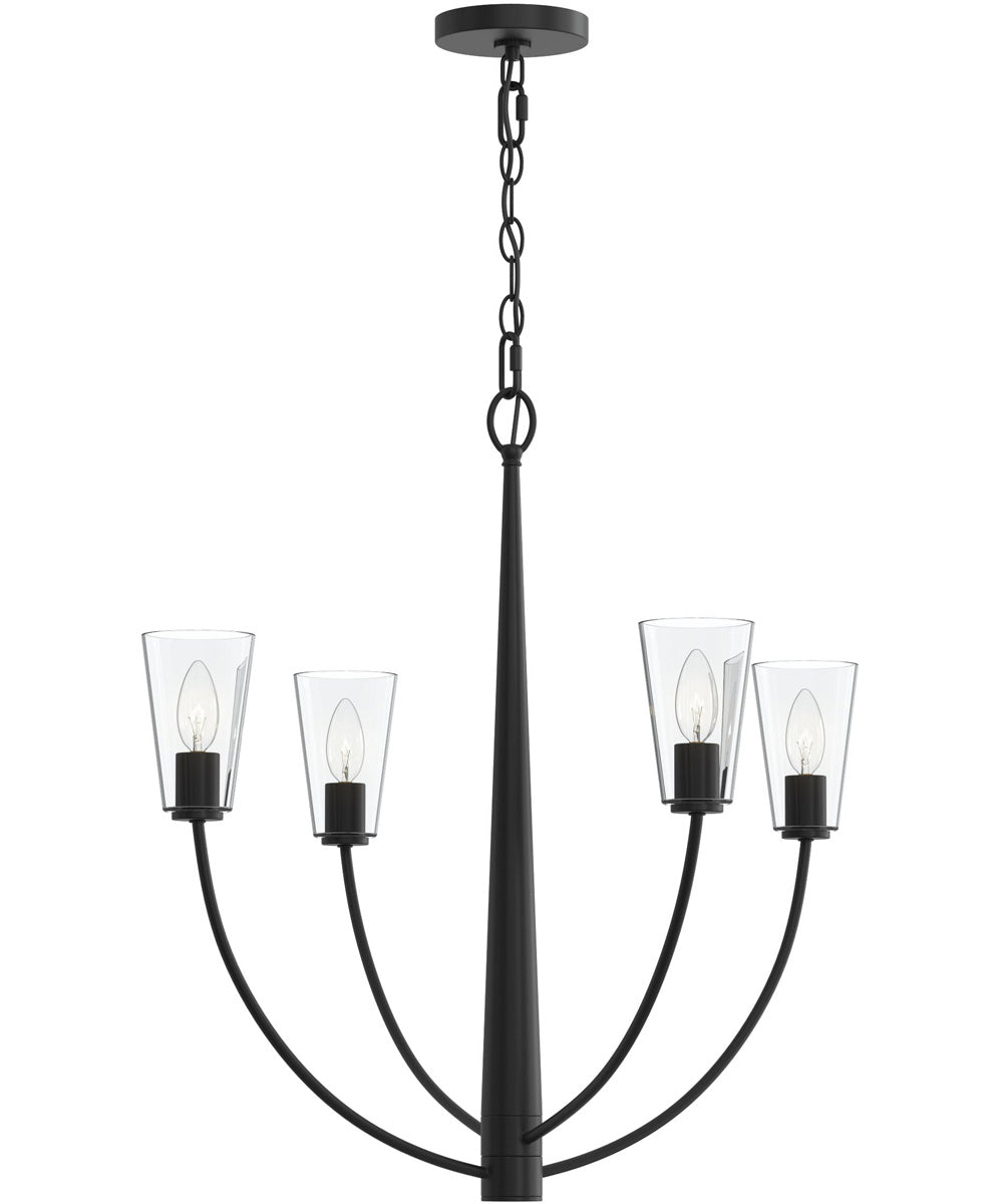 Jheni 4-Light Chandelier with Clear Glass Shades Matte Black