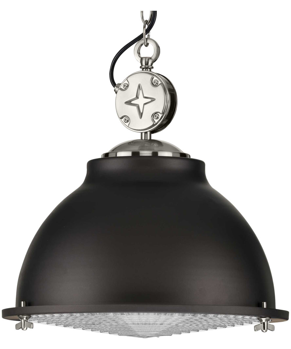 Medal 1-Light Clear Patterned Glass Coastal Pendant Light Graphite