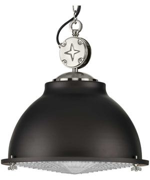 Medal 1-Light Clear Patterned Glass Coastal Pendant Light Graphite