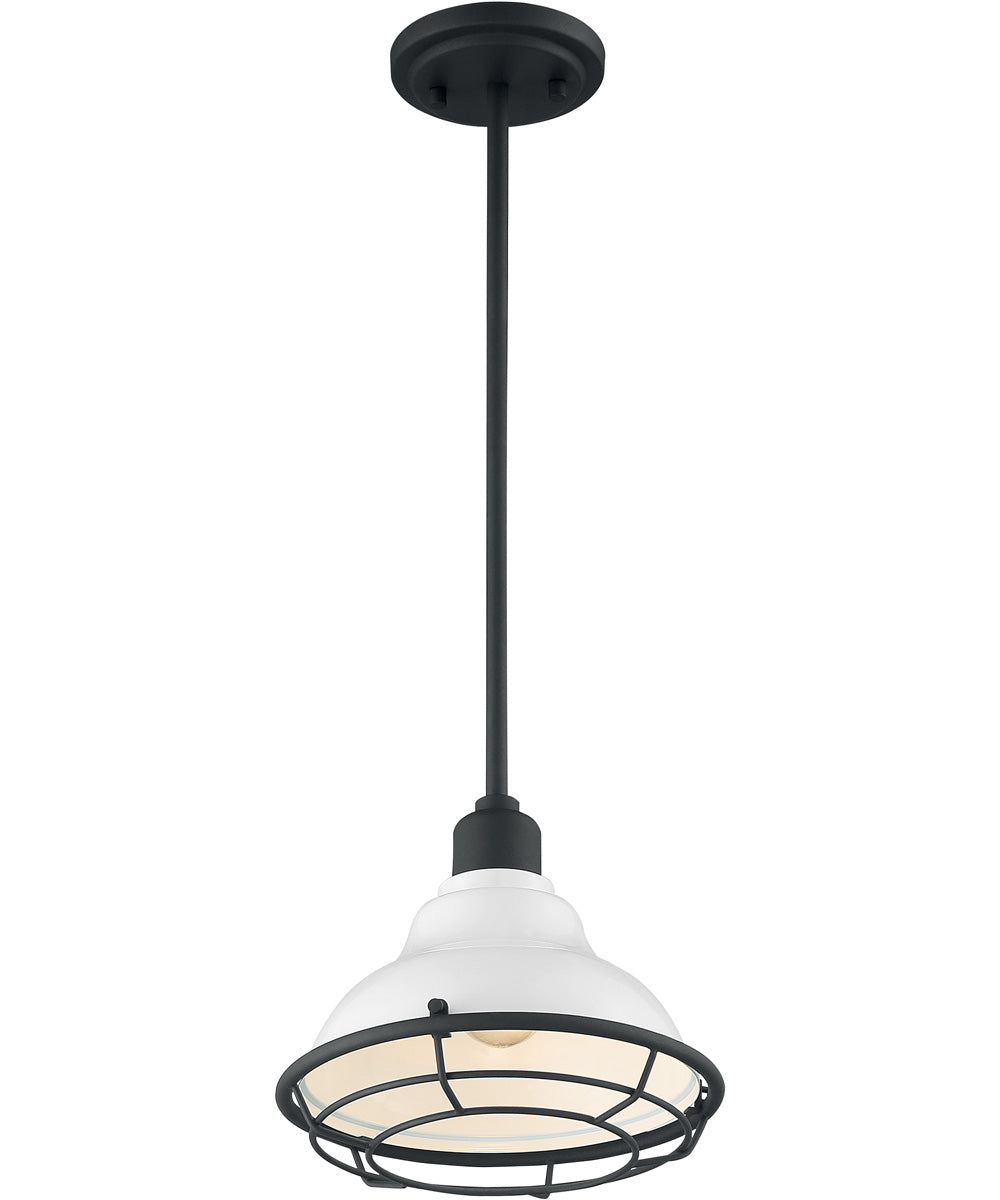 10"W Newbridge 1-Light Pendant Gloss White / Black Accents