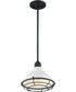 10"W Newbridge 1-Light Pendant Gloss White / Black Accents