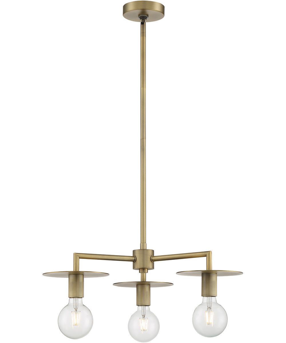 24"W Bizet 3-Light Chandelier Vintage Brass