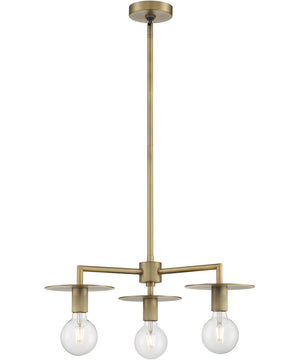 24"W Bizet 3-Light Chandelier Vintage Brass