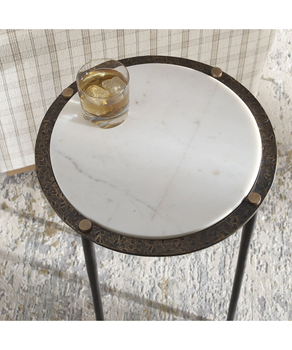 Wren Round White Marble Accent Table