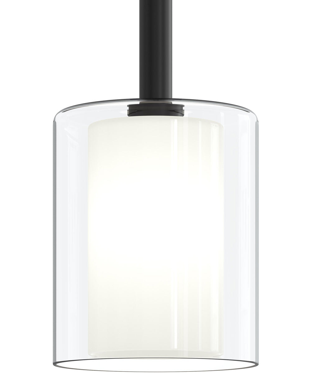Mack 1-Light Pendant with Layered Glass Shade Matte Black