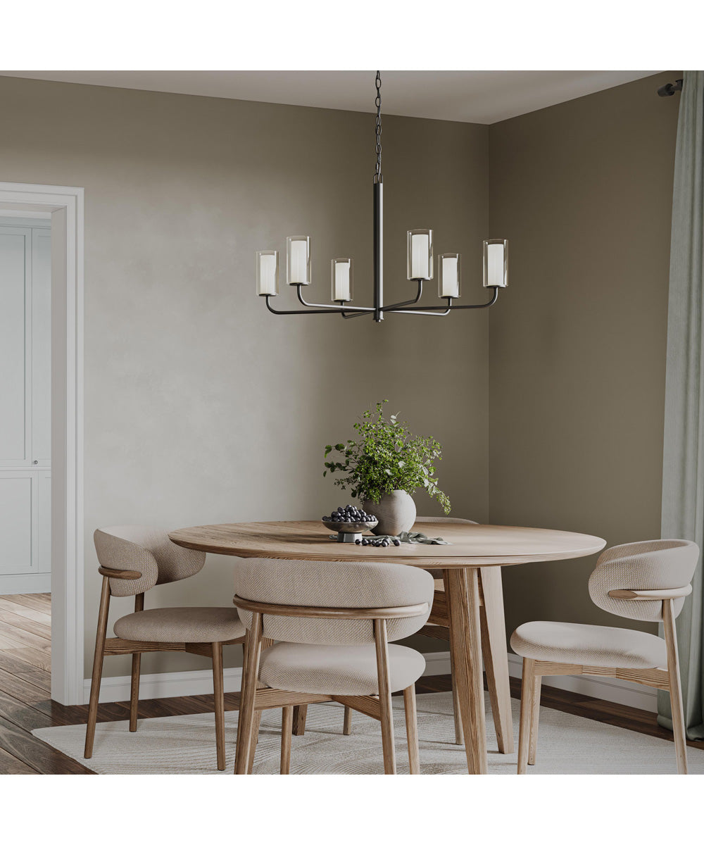 Mack 6-Light Chandelier with Layered Glass Shades Matte Black