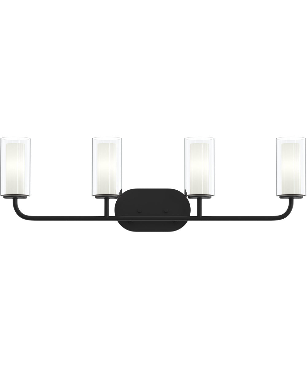 Mack 4-Light Vanity Light with Layered Glass Shades Matte Black