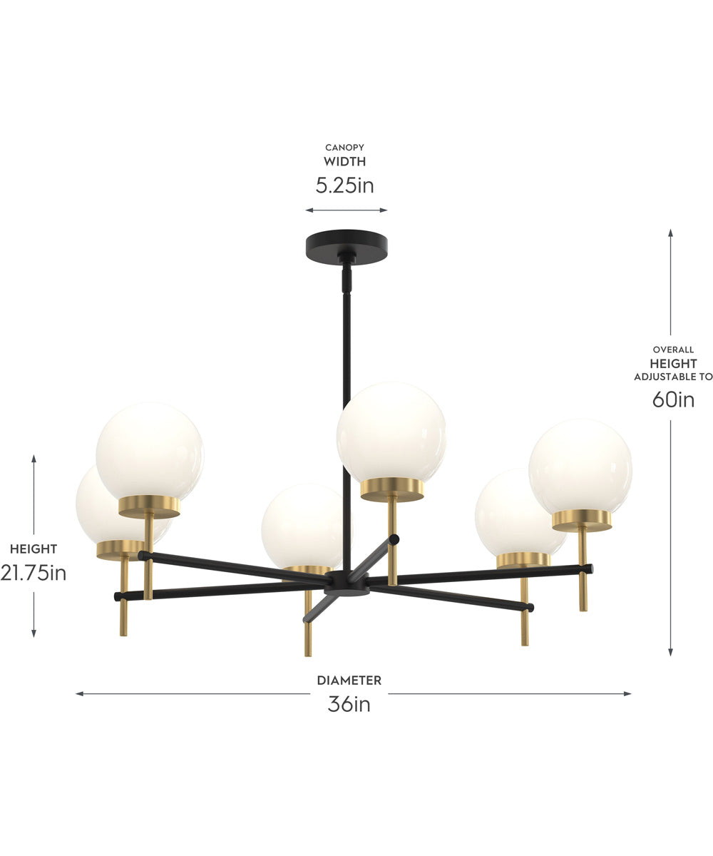 Rigsby 6-Light Medium Chandelier Matte Black and Brushed Gold