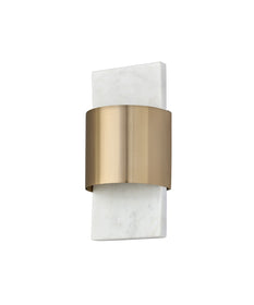 Sidney 1-Light Sconce White Marble and Matte Brass