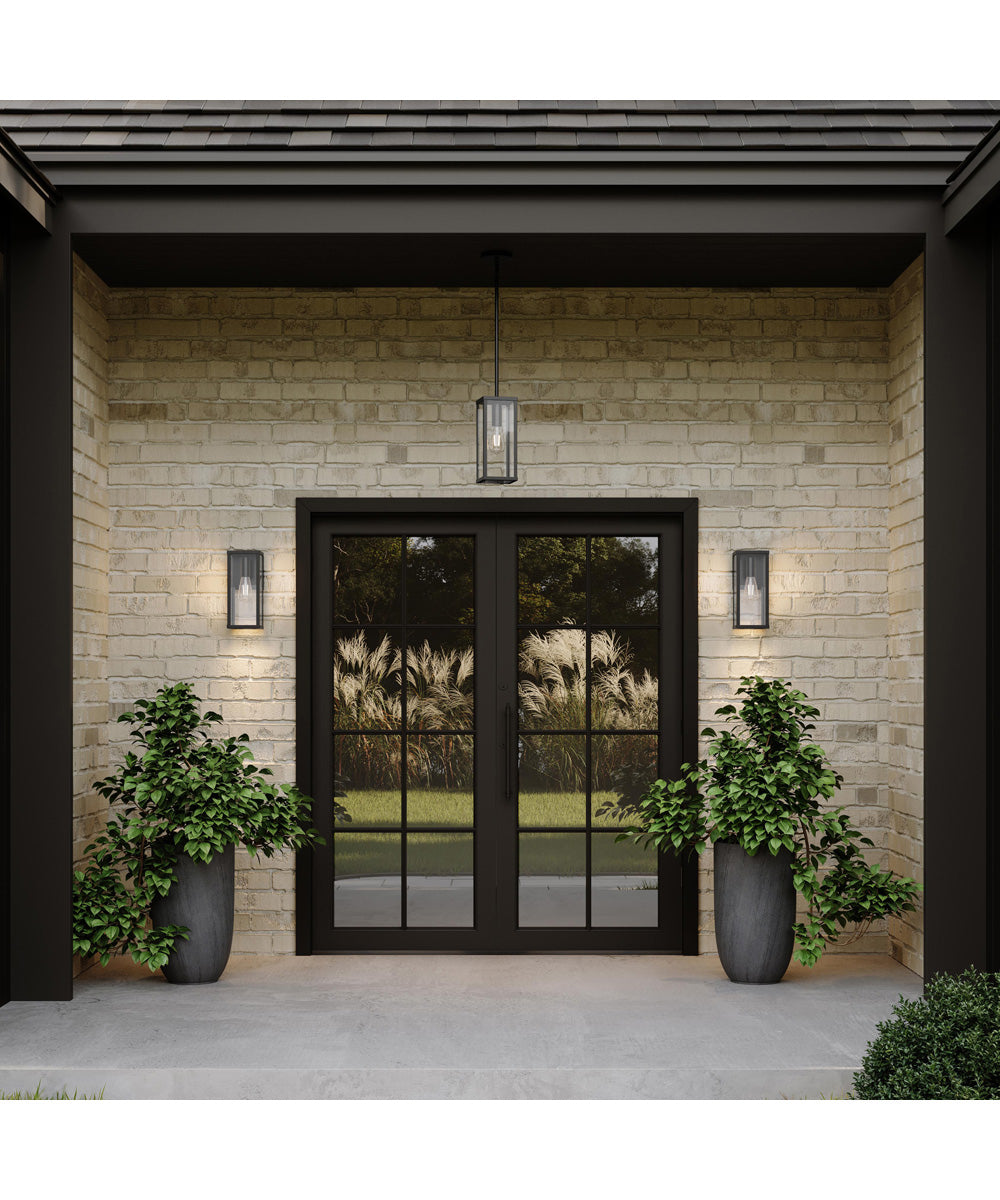 Ryle 1-Light Medium Wall Lantern with Clear Glass Panels Matte Black