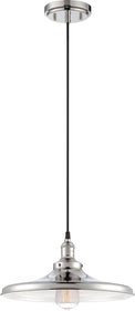14"W Vintage 1-Light Pendant Polished Nickel