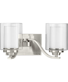Kene 2-Light Clear Glass Craftsman Bath Vanity Light Brushed Nickel
