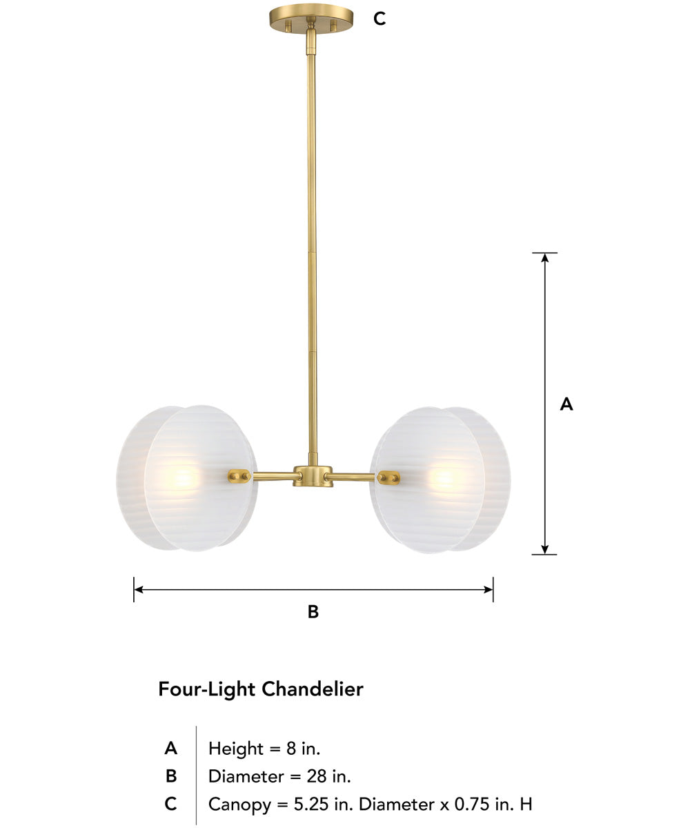 Sky Fall 4 Light Chandelier Brushed Gold