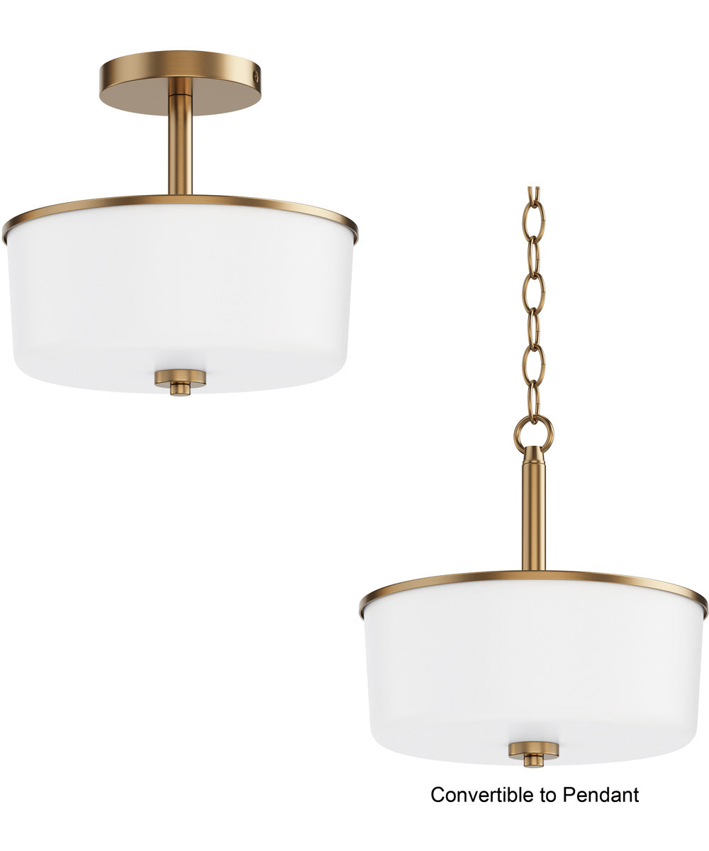 Fuller 2-Light Semi Flush/Pendant Convertible Natural Aged Brass