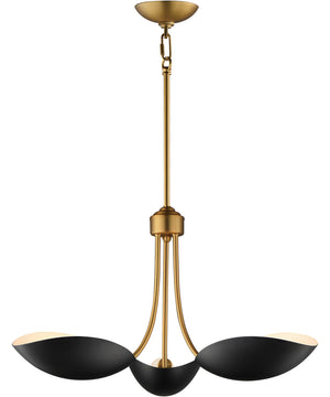 Maris 3-Light Pendant Black / Natural Aged Brass