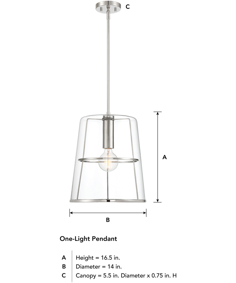 Alonzo 1 Light Pendant Polished Nickel