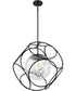 22"W Aurora 3-Light Pendant Black / Polished Nickel