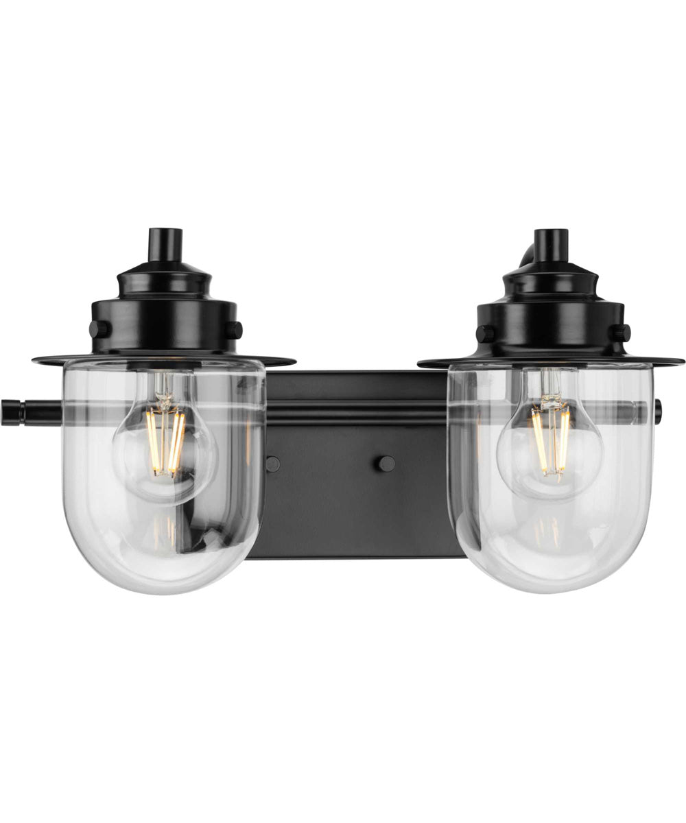 Northlake 2-Light Clear Glass Transitional Bath Light Matte Black