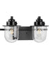 Northlake 2-Light Clear Glass Transitional Bath Light Matte Black