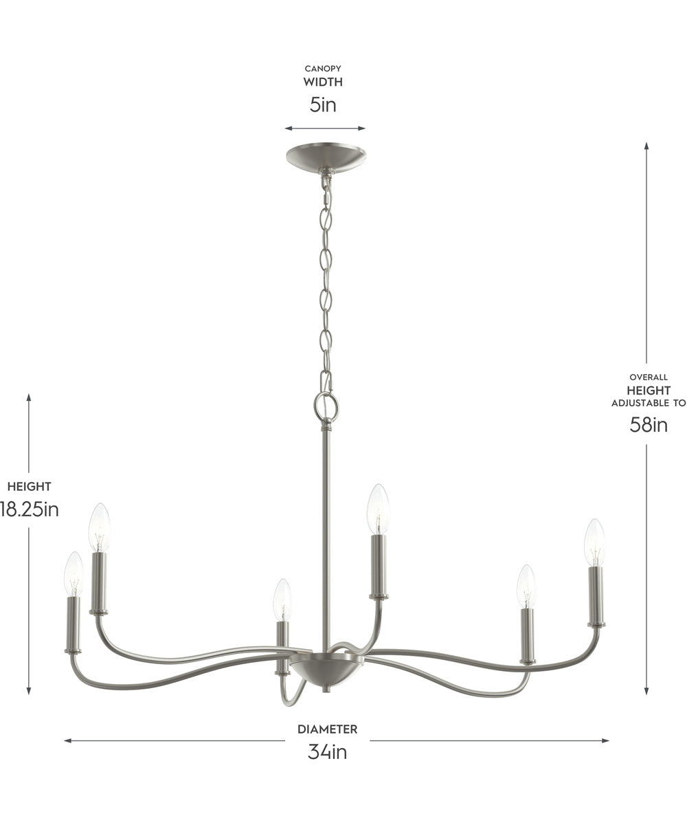 Ilia 6-Light Large Chandelier Brushed Nickel