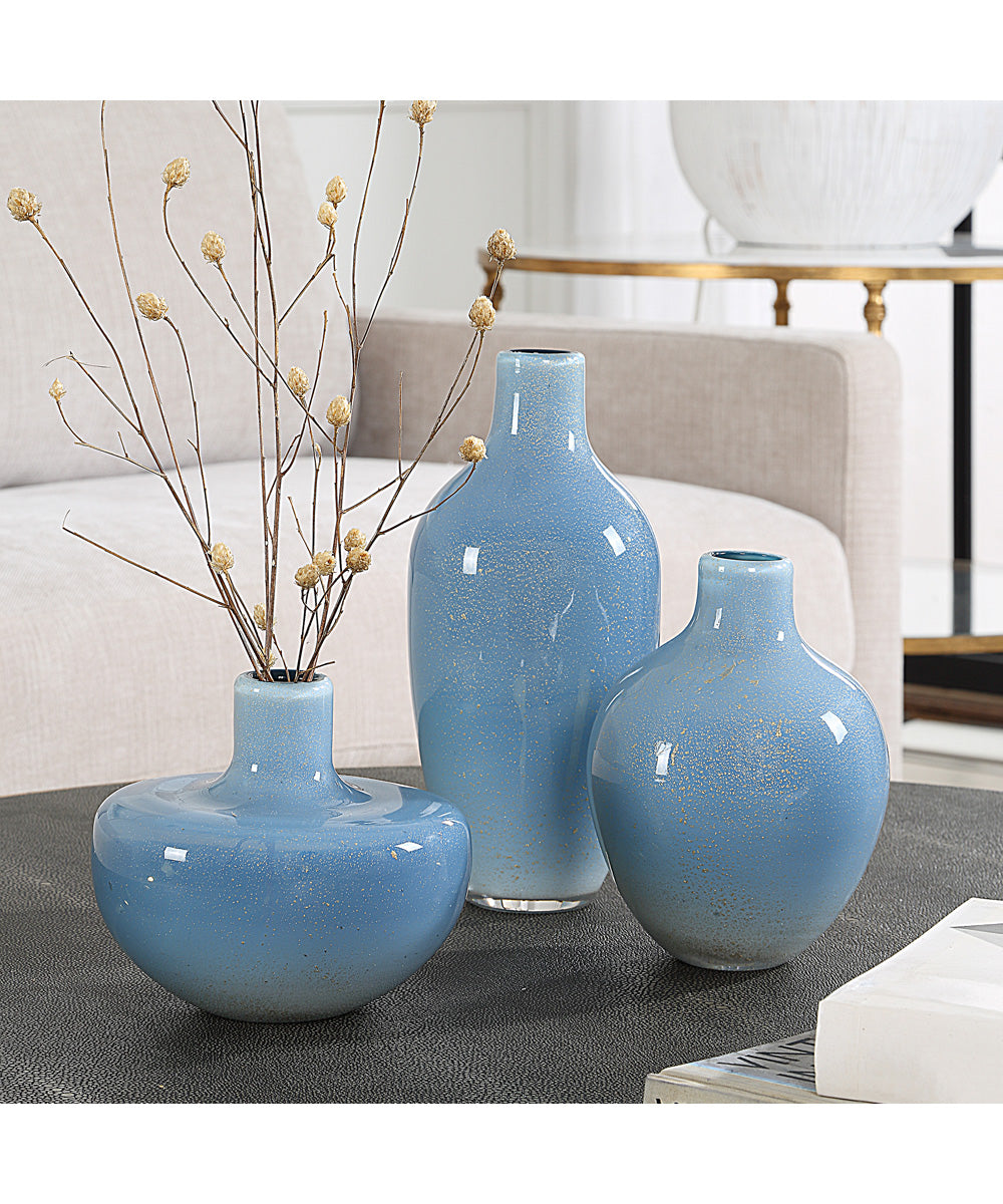 Celestial Frost Blue Vases Set of 3