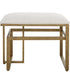 Modern Iron Bench in Antique Brushed Brass with Cushion