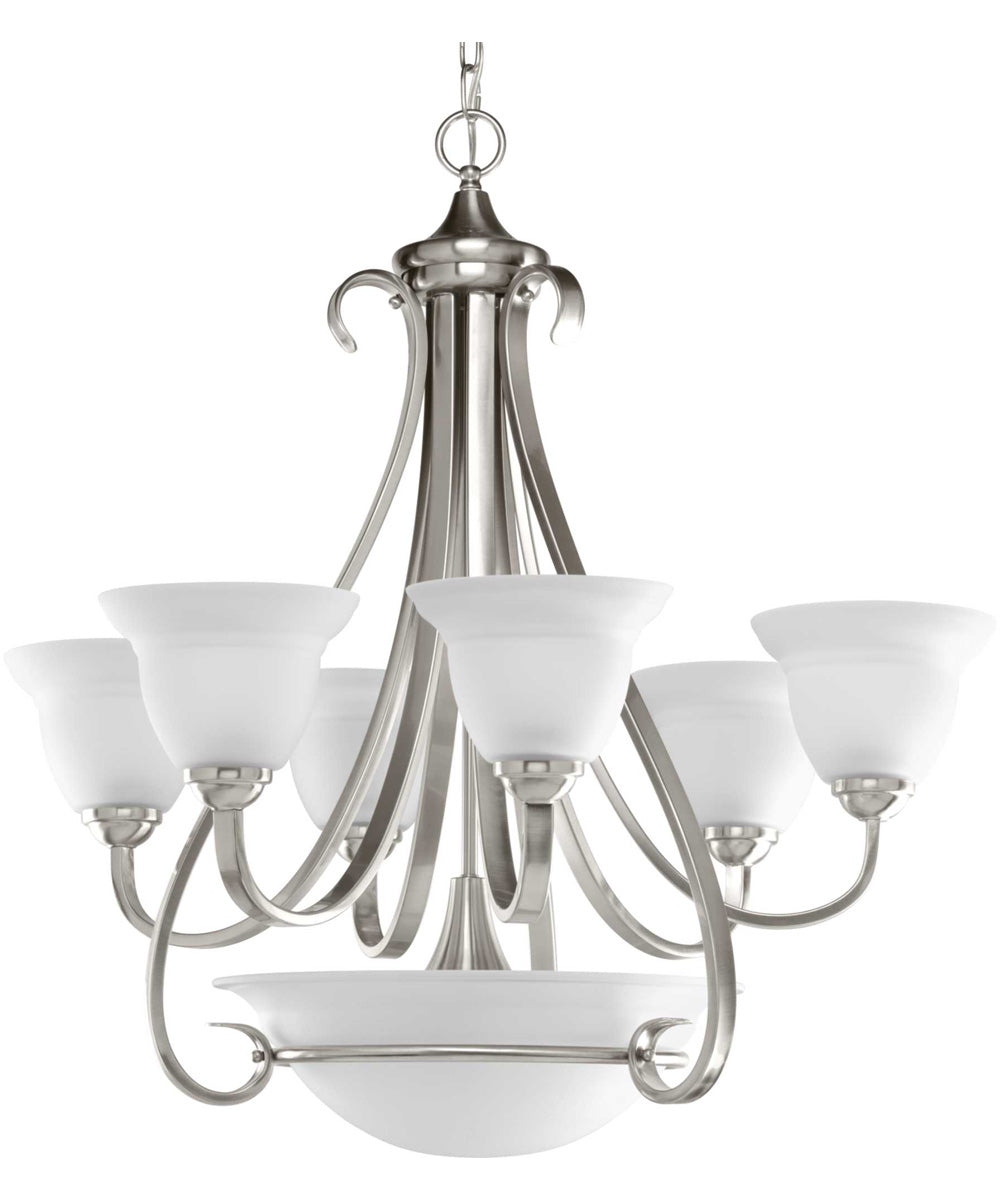 Torino 6-Light Etched Glass Transitional Chandelier Light Brushed Nickel