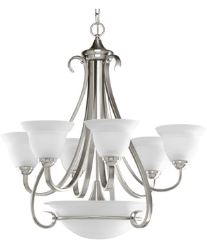 Torino 6-Light Etched Glass Transitional Chandelier Light Brushed Nickel