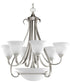 Torino 6-Light Etched Glass Transitional Chandelier Light Brushed Nickel