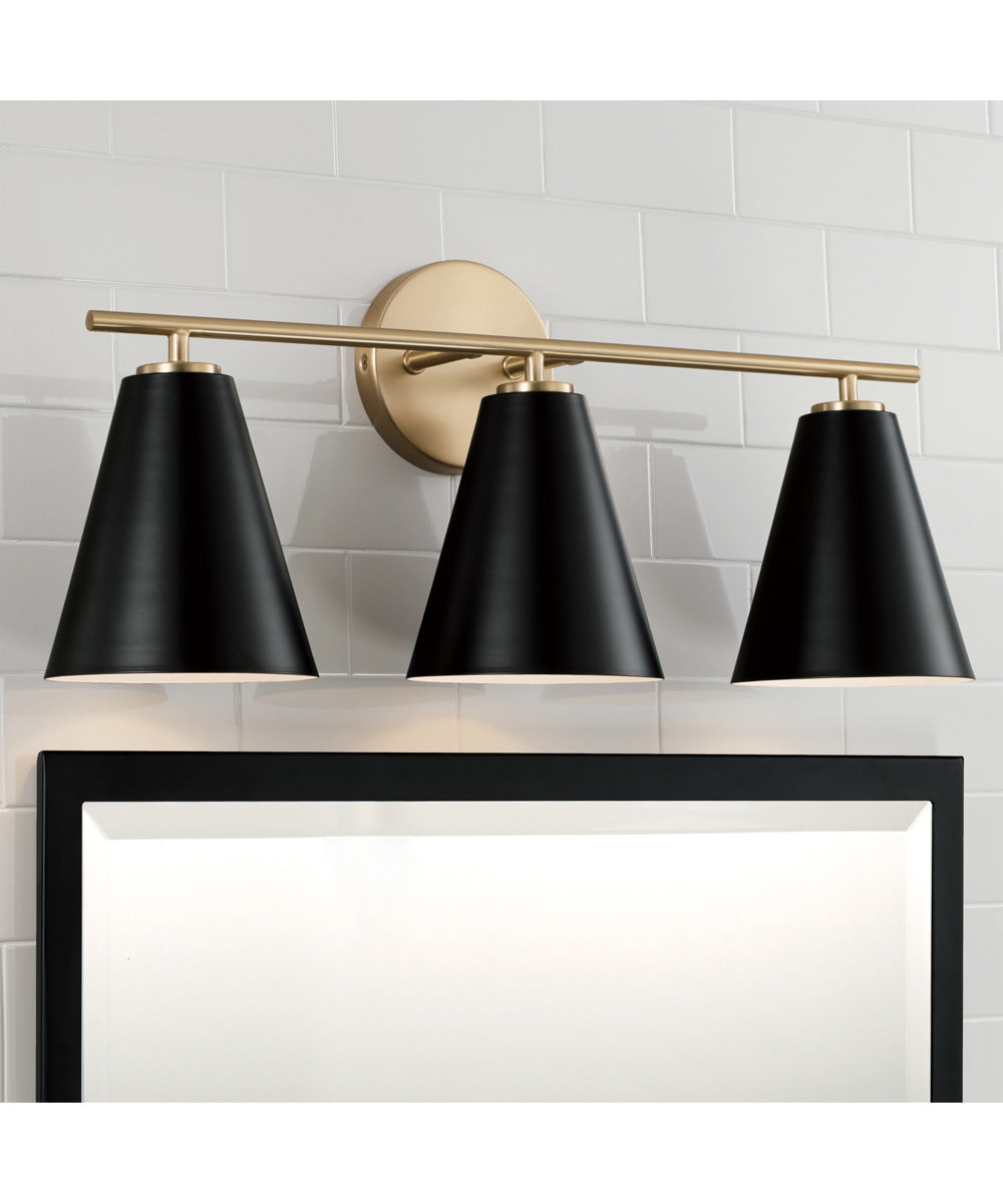 Charlie 3-Light Vanity Matte Brass and Black