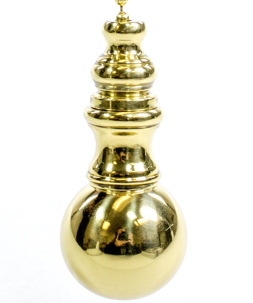 Polished Brass Sphere Ceiling Fan Pull, 1.5"h with 12" Polished Brass Chain