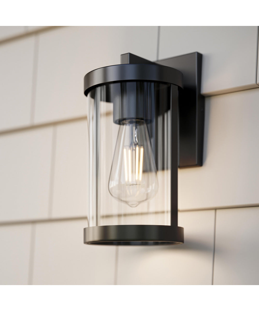 Kagen Small Outdoor Wall Light with Clear Glass Panels Matte Black