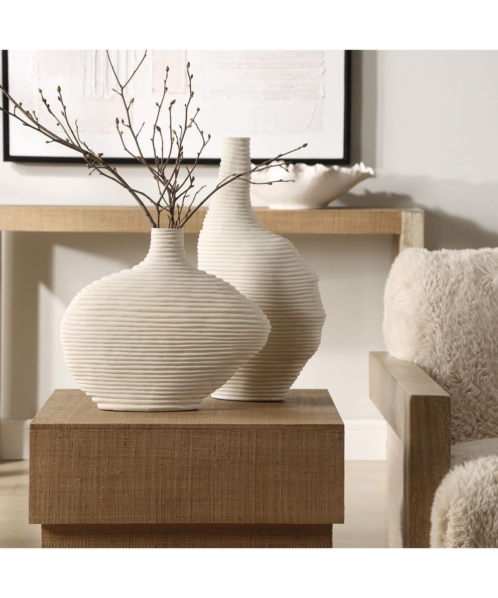 Duostacked Matte White Vases, Set of 2