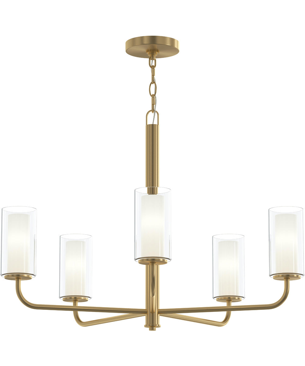 Mack 5-Light Chandelier with Layered Glass Shades Brushed Gold