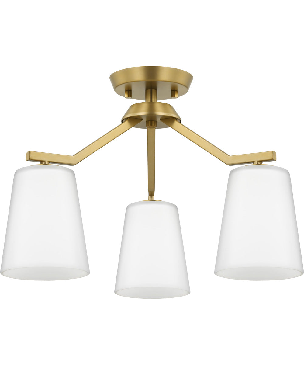 Vertex 3-Light Etched White Convertible Chandelier Brushed Gold