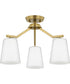 Vertex 3-Light Etched White Convertible Chandelier Brushed Gold