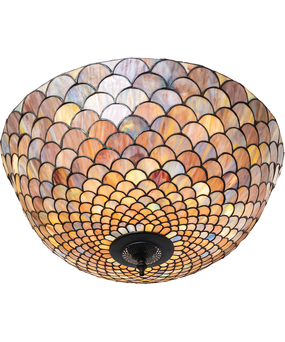 24" Wide Tiffany Fishscale Inverted Semi-Flushmount