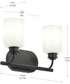 Reines 2-Light Bath Vanity with Opal Glass Shades Matte Black