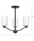 Adley 3-Light Etched White Glass Semi-Flush Convertible Light Matte Black
