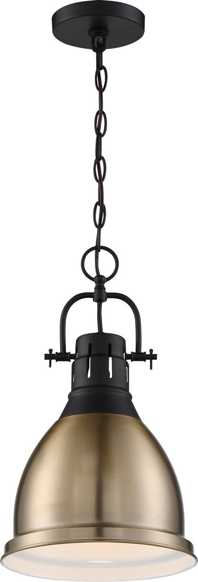 10"W Watson 1-Light Pendant Matte Black / Burnished Brass