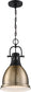 10"W Watson 1-Light Pendant Matte Black / Burnished Brass