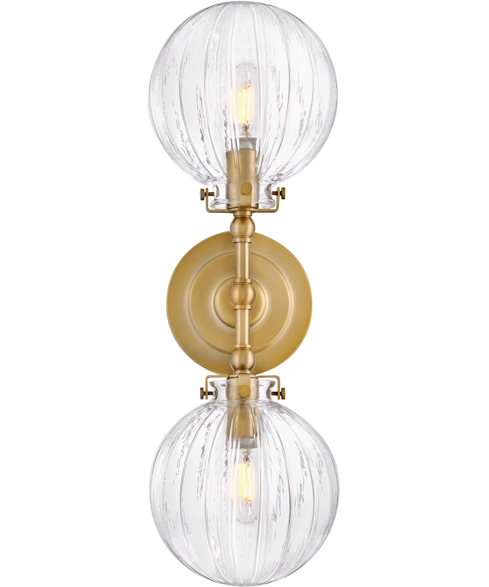 Helene 2-Light Medium Two Light Sconce in Lacquered Brass