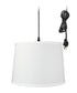 14"W 1 Light Swag Plug-In Pendant  White Shade Black Cord