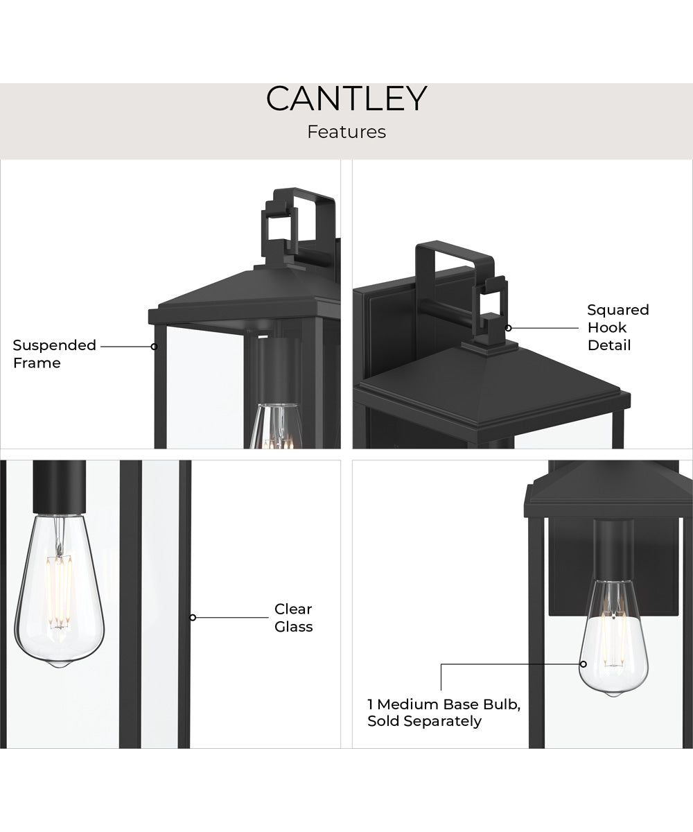 Cantley Large Outdoor Wall Lantern with Clear Glass Panels Matte Black