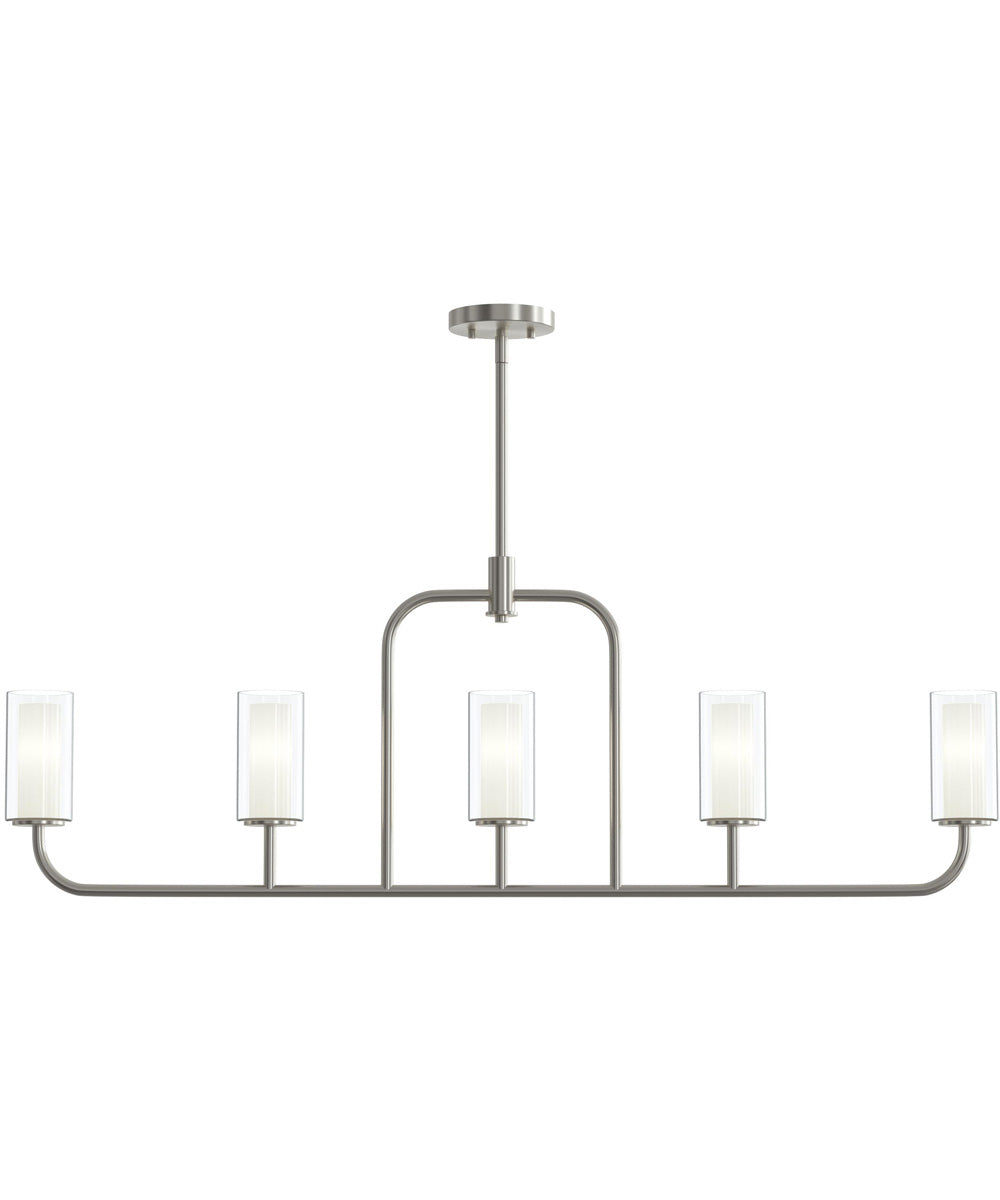 Mack 5-Light Linear Chandelier with Layered Glass Shades Brushed Nickel