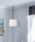14"W 1 Light Swag Plug-In Pendant  White Shade Black Cord