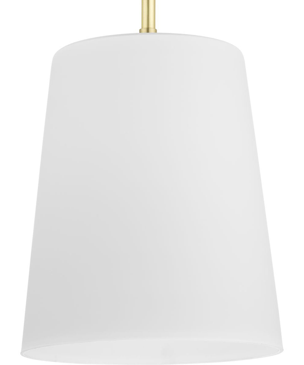Clarion 1-Light Etched White Pendant P500429 Satin Brass