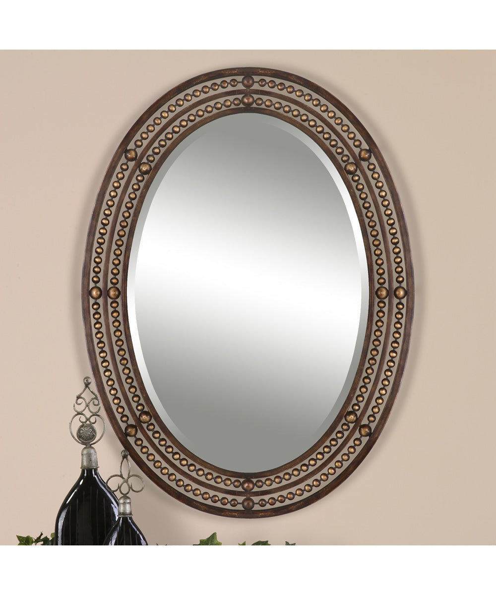 24x34" Wall Mirror in Distressed Oil Rubbed Bronze with Antique Gold