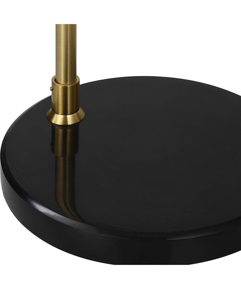 Floor Lamp in Gold with Black Marble and Black Metal