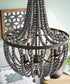 Dumas 16"W 3-Light Golden Bronze Finish Distressed Gray Wood Bead Chandelier by KenroyHome